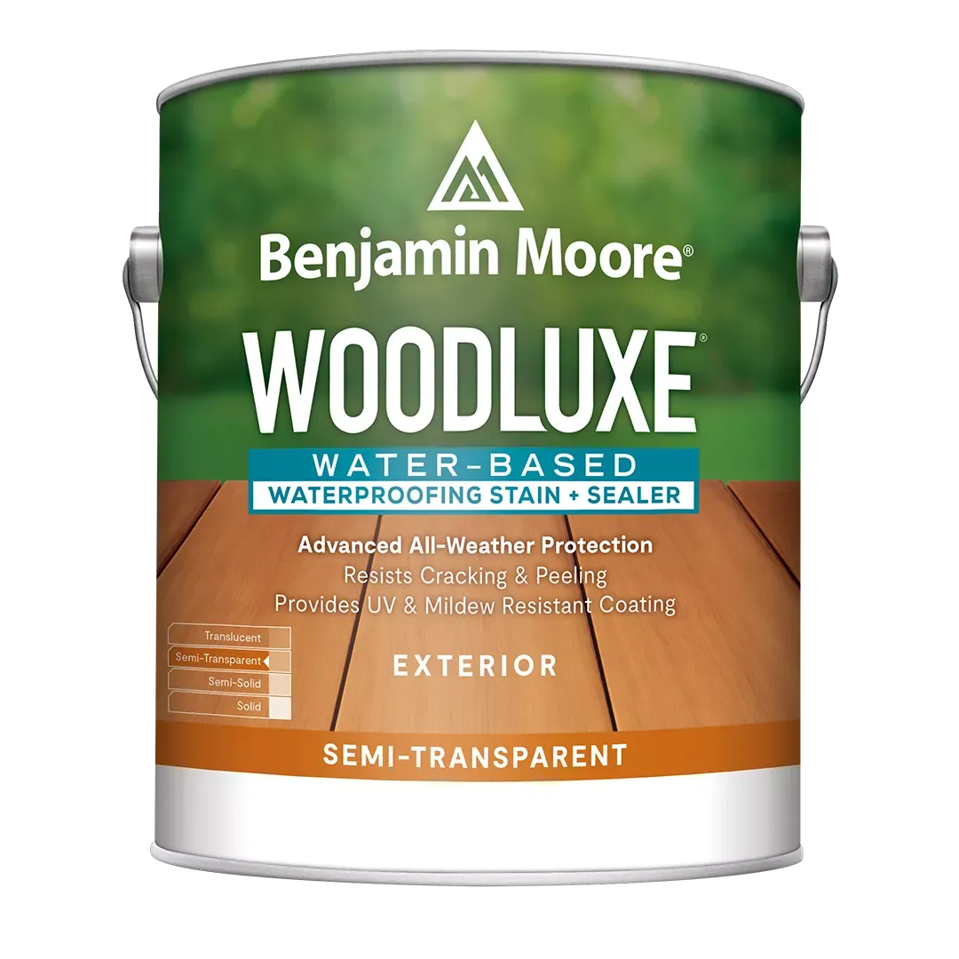 Bangor Paint & Wallpaper The ultimate protection for outdoor beauty. An innovative line of water-based exterior stains, Woodluxe sets your staining projects up for success. Most wood grain pattern shows through. Easy to apply and recoat. Advanced all-weather protection. Available in 75 colorsboom